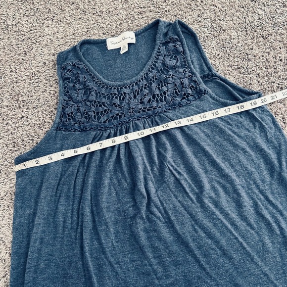 French Laundry XL Blue Tank Top Sleeveless Crochet Neck Casual Blouse‎ - Picture 6 of 7